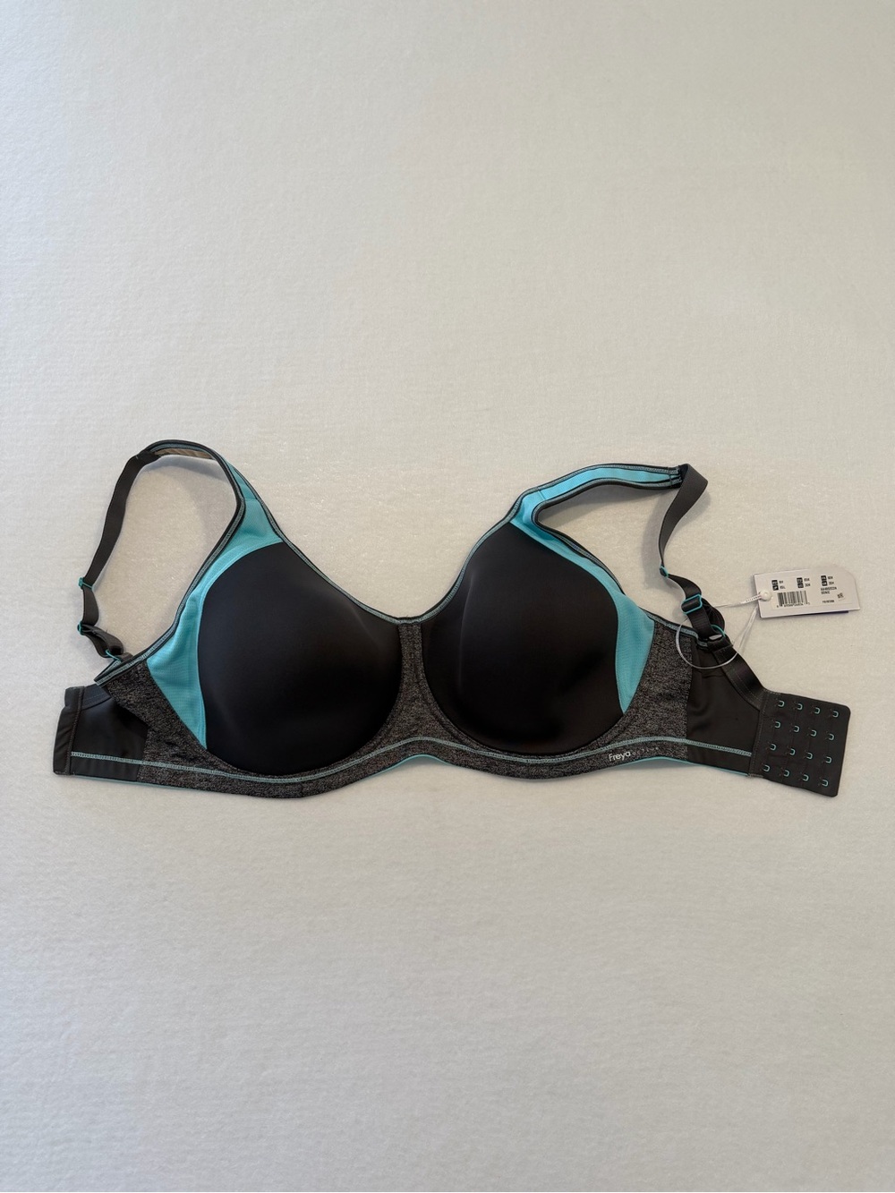 Freya Sonic Underwired Sports Bra Black/Blue 30H Brand New